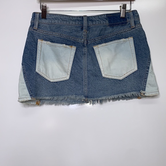 FREE PEOPLE Patch Contrast Denim Short Mini Skirt - Picture 11 of 15